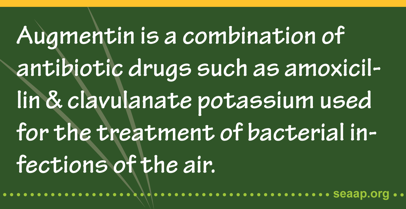 Augmentin is a combination of antibiotic drugs such as amoxicillin & clavulanate potassium