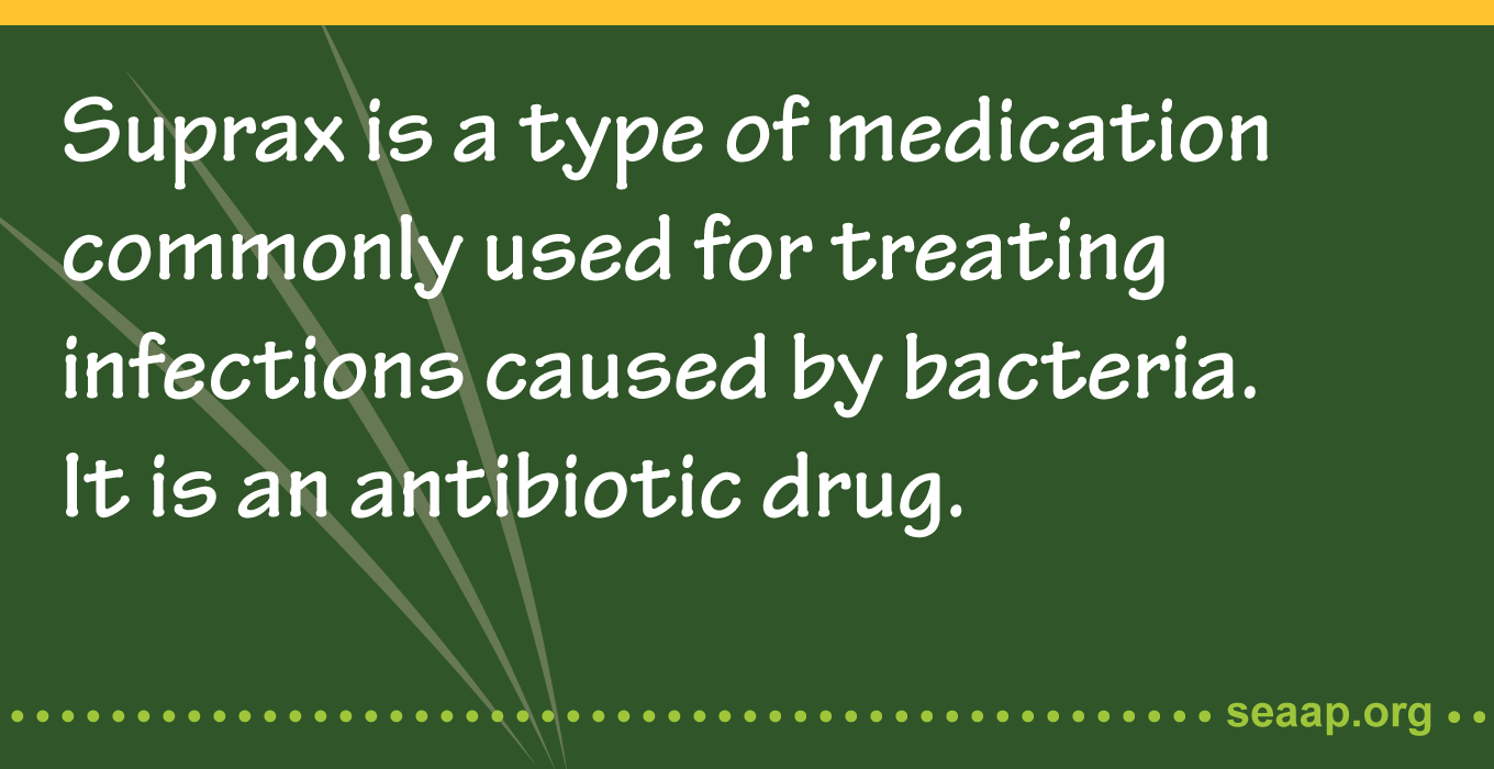 Suprax is a type of medication commonly used for treating infections caused by bacteria